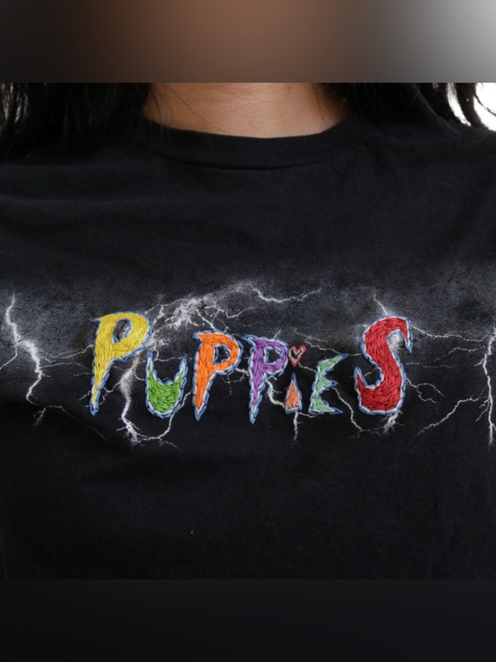 Puppies embroidered lightning shirt